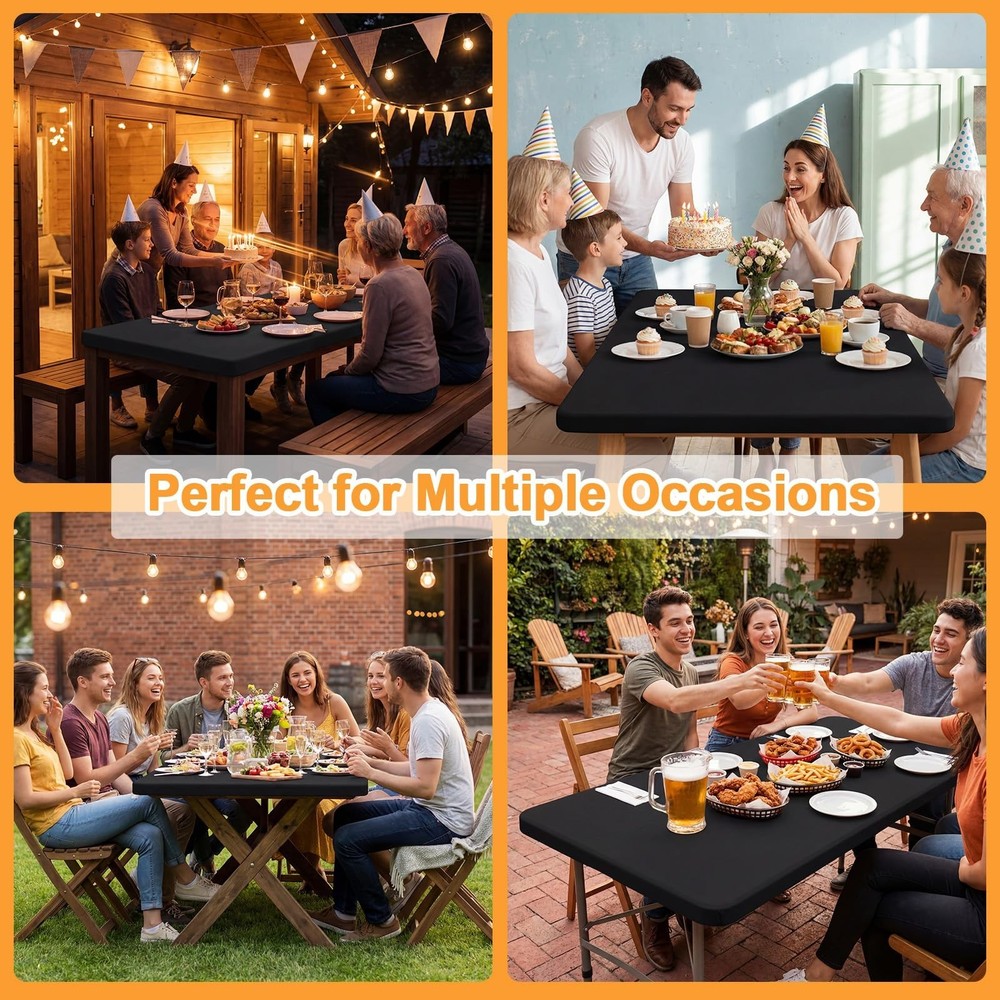 2 Pack Rectangle Fitted Table Covers for 6 Foot Tables – 30" x 72" Stretch