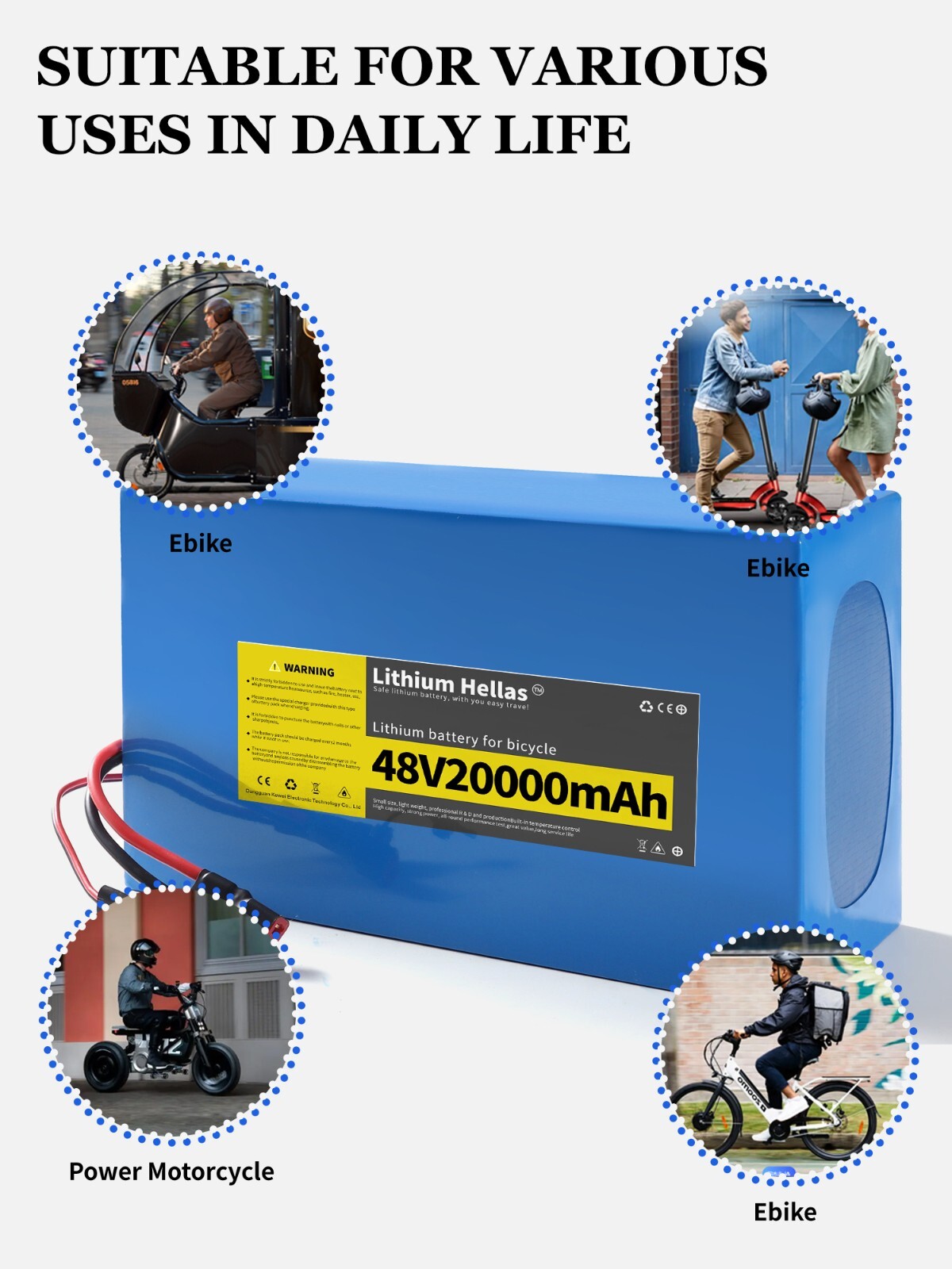 48V Lithium-ion Battery Pack 20Ah With 40A BMS For E-Bike E-Scooter Replacement