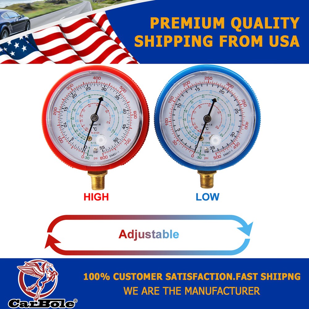 Pair High/low refrigerant pressure gauge PSI KPA Replace
