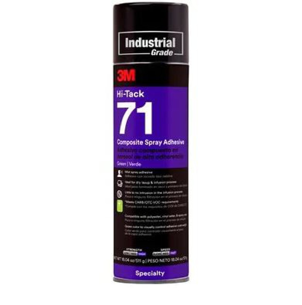 3M 14327, Hi-Tack 71 Series Composite Spray Adhesive, Clear, 18.04 oz, 1ea