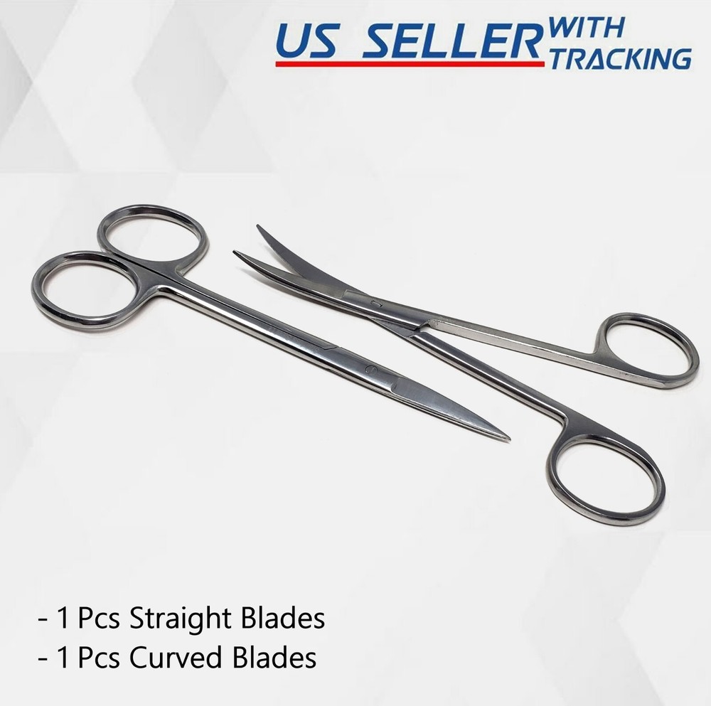 CURVED + STRAIGHT SMALL SCISSORS MULTIPURPOSE USE FOR MUSTACHE, THREAD, EYEBROWS