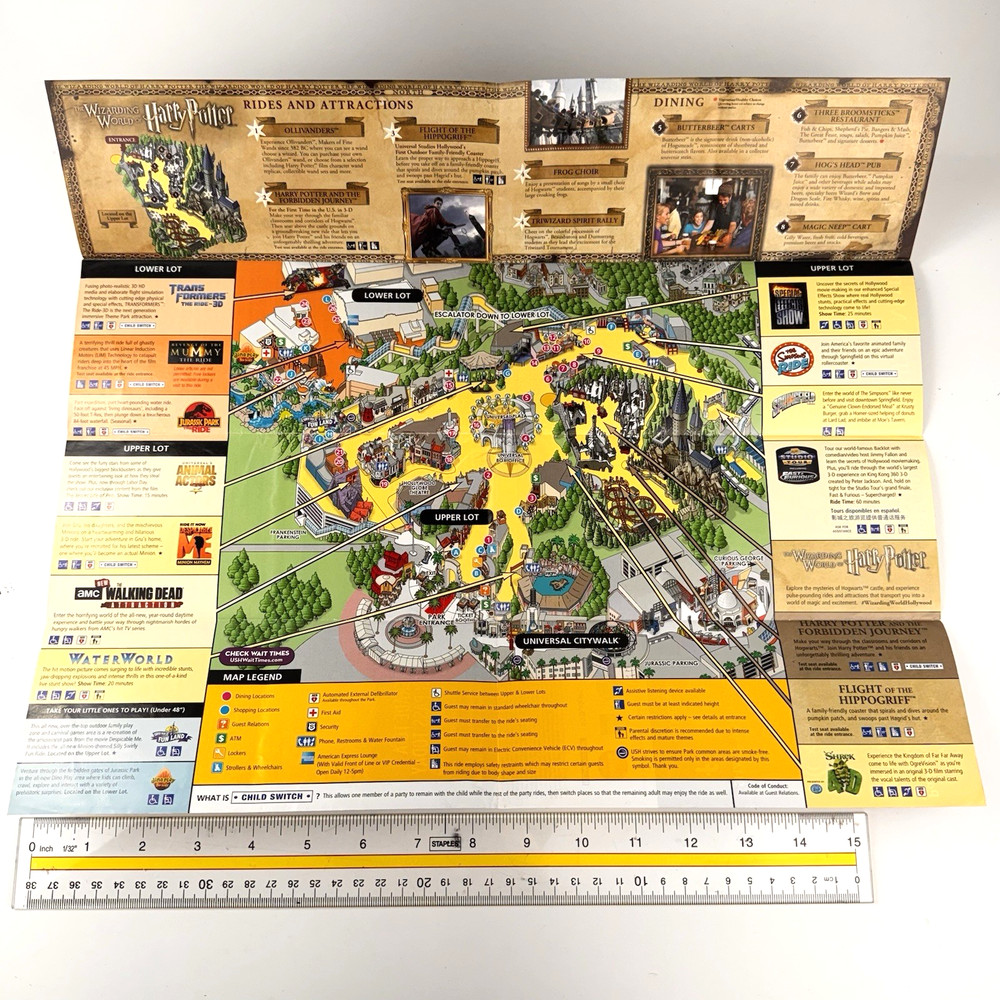 Universal Studios Hollywood - 2016 SOUVENIR STUDIO MAP -Wizarding World Potter