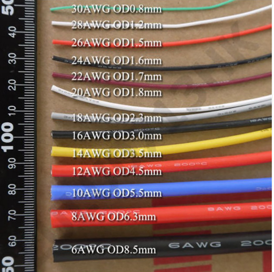 14/16/18/20/22/24/26/28/30AWG UL Strand Wire Silicone Flexible Cables Coloured