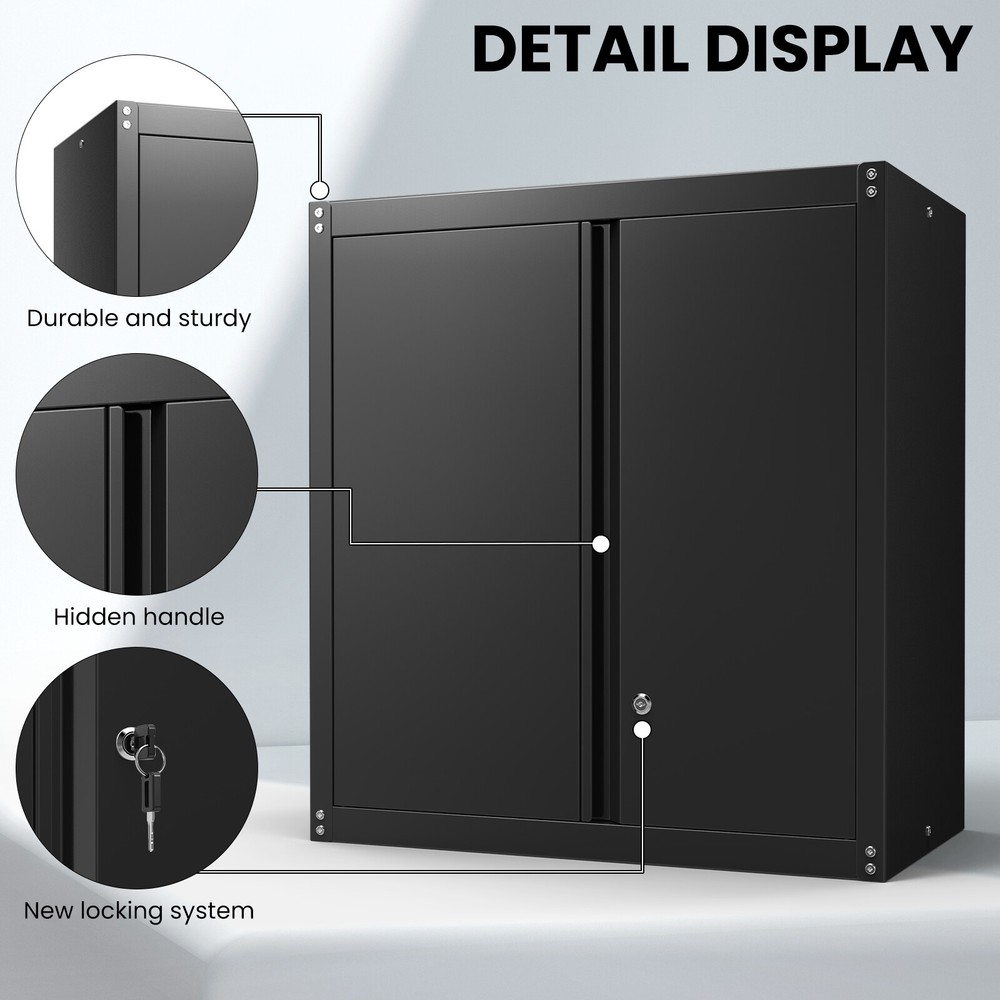 Metal Storage Cabints, Wall Cabinet with 2 Locking Doors and Adjustable Shelf