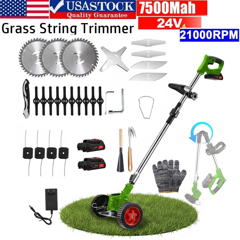 Cordless String Trimmer, Edger WeedWhacker Grass Eater Lawn Cutter w/2* Battery