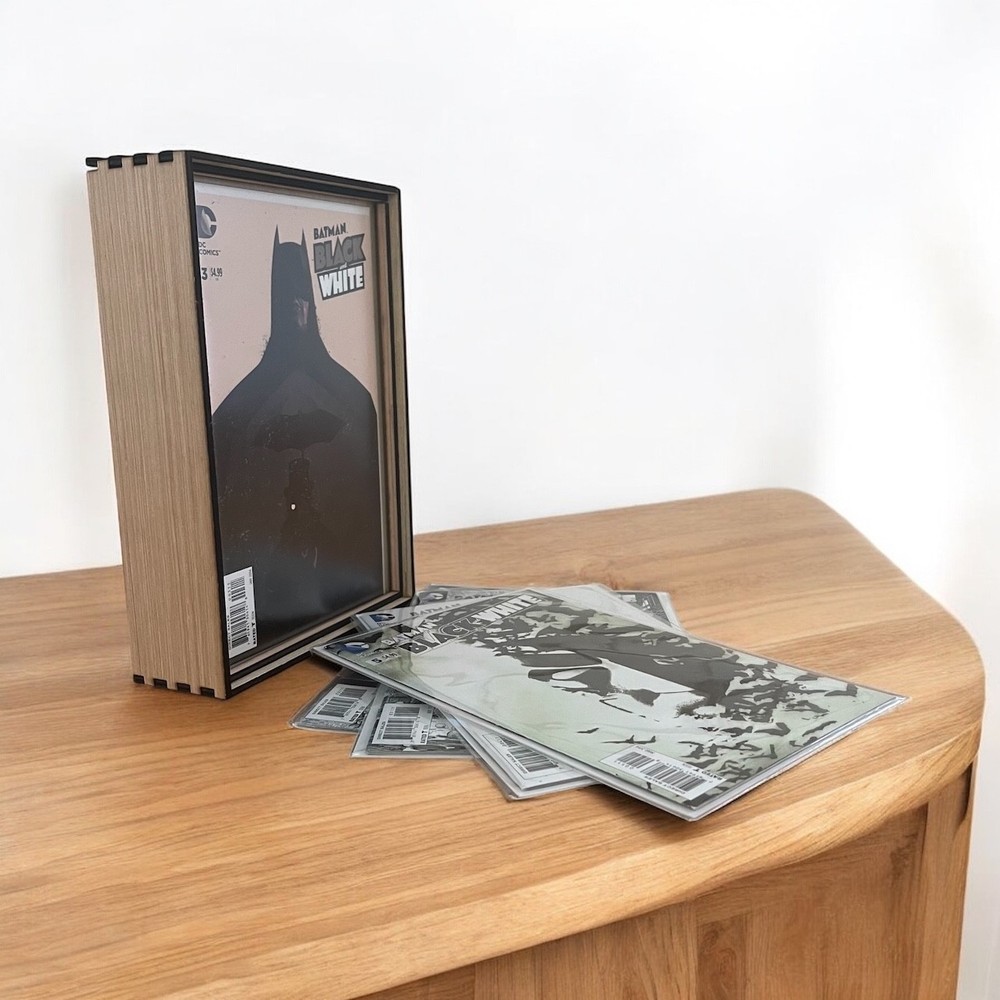 Wood Comic Frame & Compact Storage PLUS Complete Black &White Batman Series