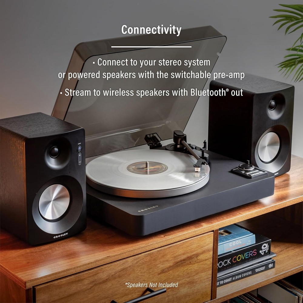 Crosley C300A-BK Fully Automatic Belt-Drive Bluetooth Turntable Record Player, B