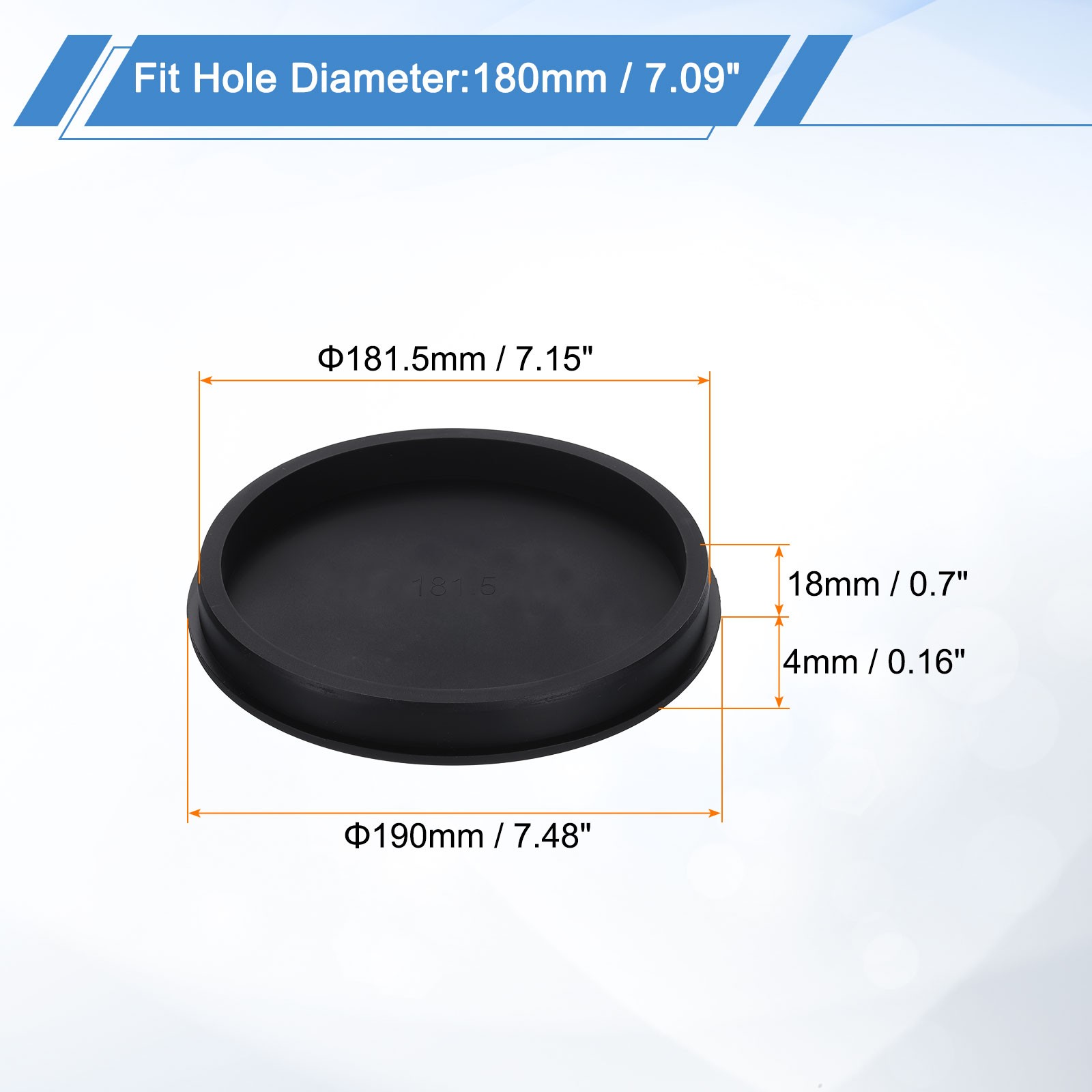Silicone Hole Plugs, Round Rubber Stopper for 180mm/7.09" Hole, Black
