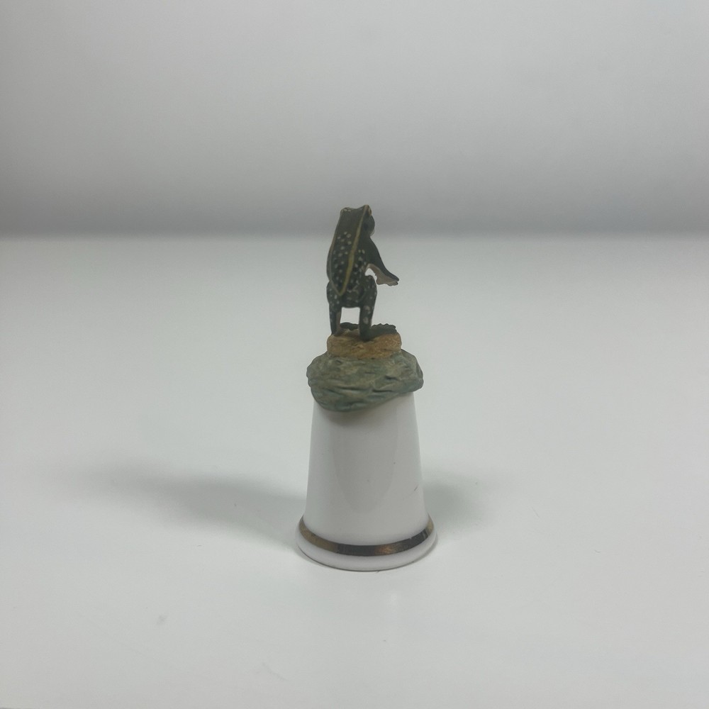 Sterling Classic Bone China Thimble With Enamelled Frog