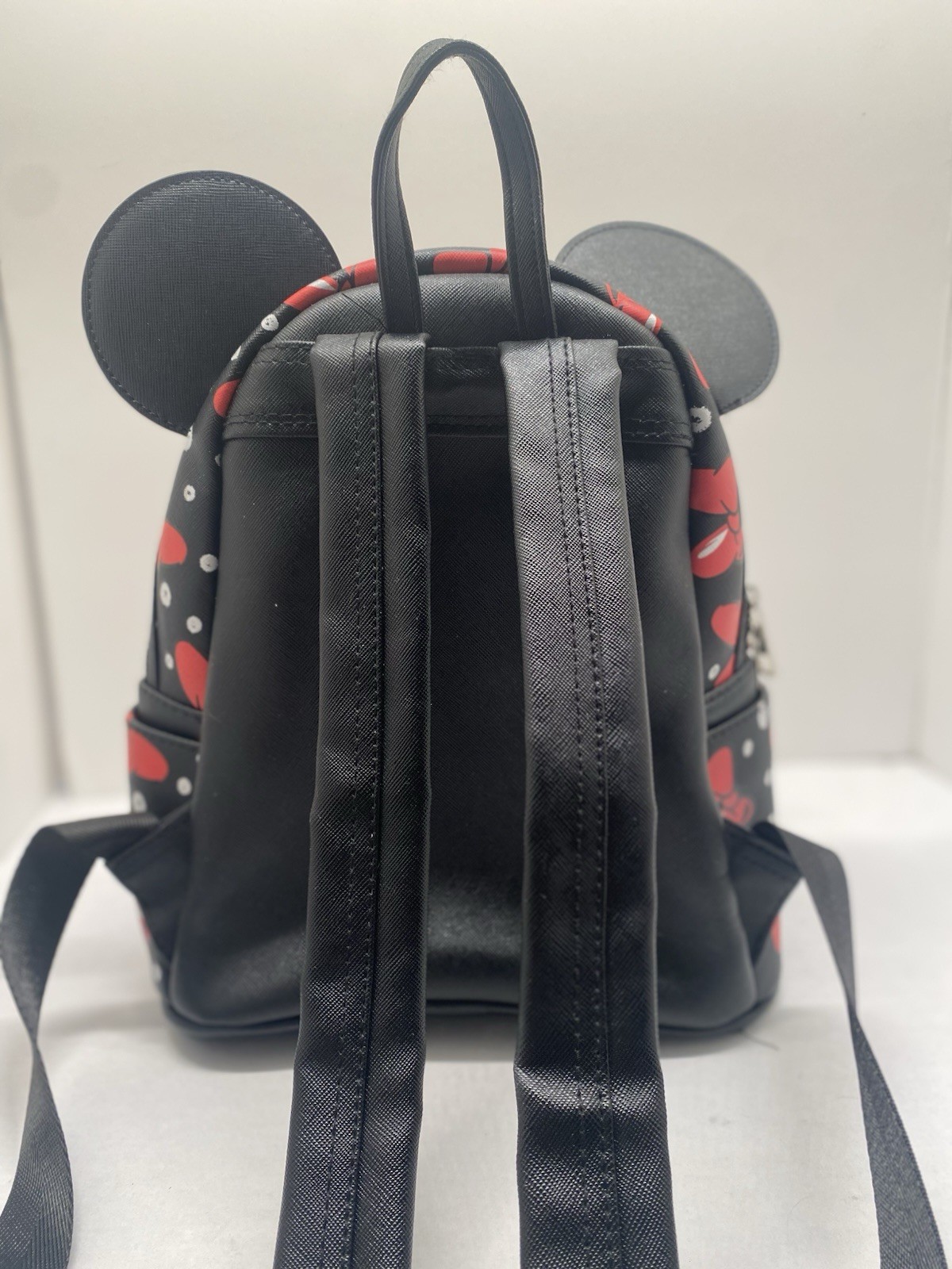 Disney Parks Minnie Mouse Mini Backpack Black Quilted Ears with Red Bow NEW
