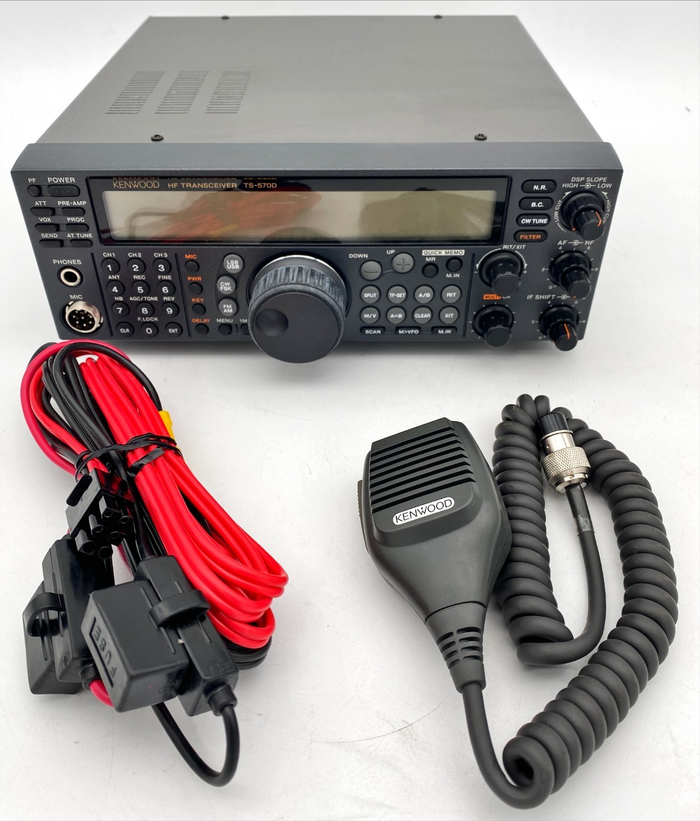 Kenwood TS-570D HF Amateur Radio Transceiver, No Power, 12v DC Cord & Mic MINT