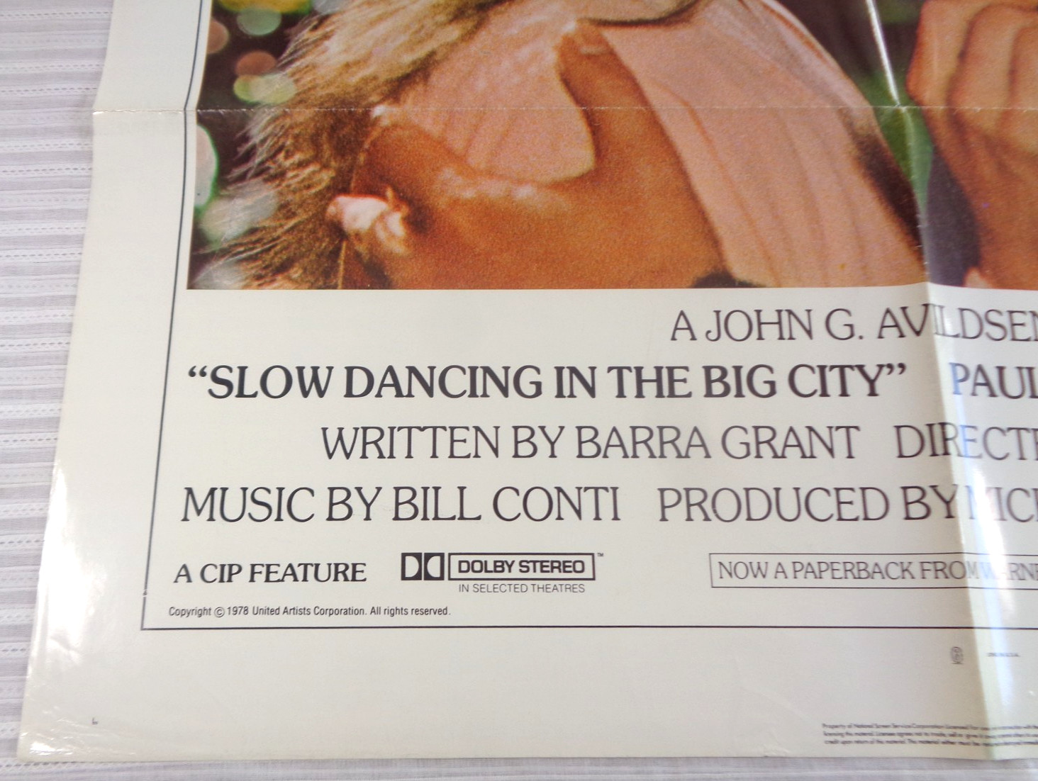 SLOW DANCING IN THE BIG CITY Movie Poster 1978 - One Sheet Original Sorvino VG!