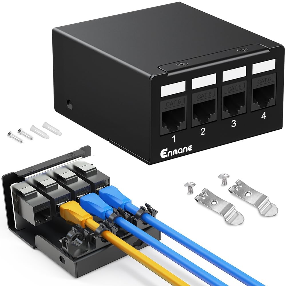 4 Port Patch Panel CAT6 Keystone Patch Panel EC Listed UTP Network for Home/O...