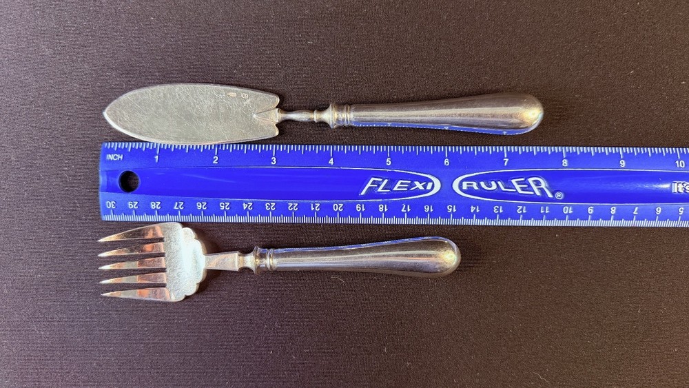 Antique Russian 84 Silver Pastry Server and Fork Set. Solid Silver 875 fine