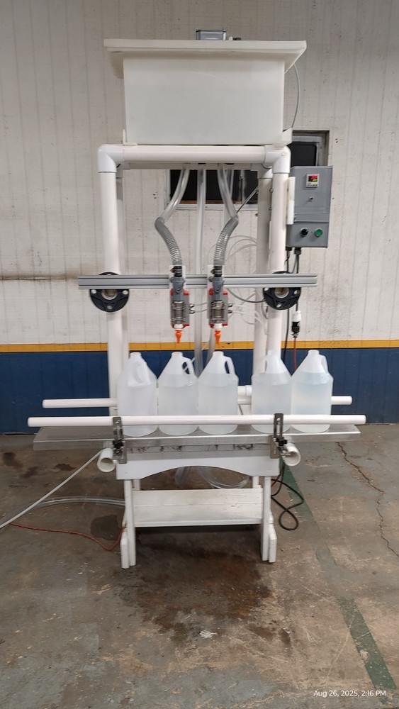 Used for demonstration 2 Head Benchtop Semi-automatic Gravity Filling Machine