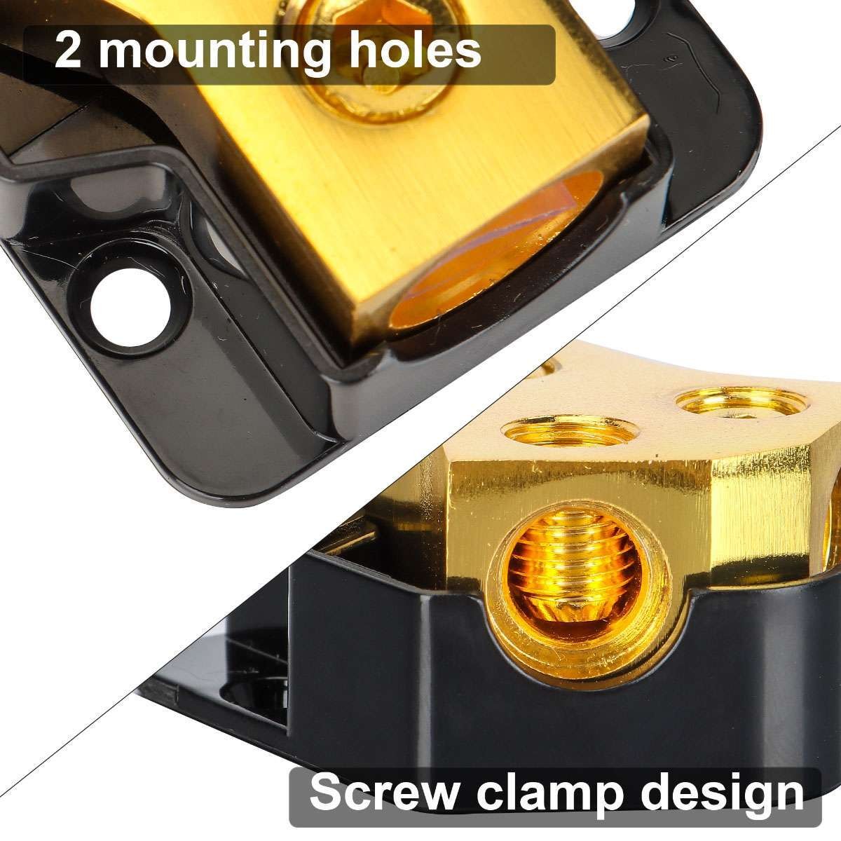 Car Audio Splitter Amp Power 0/2/4 Gauge In 4/6/8 Gauge Out Distribution Block