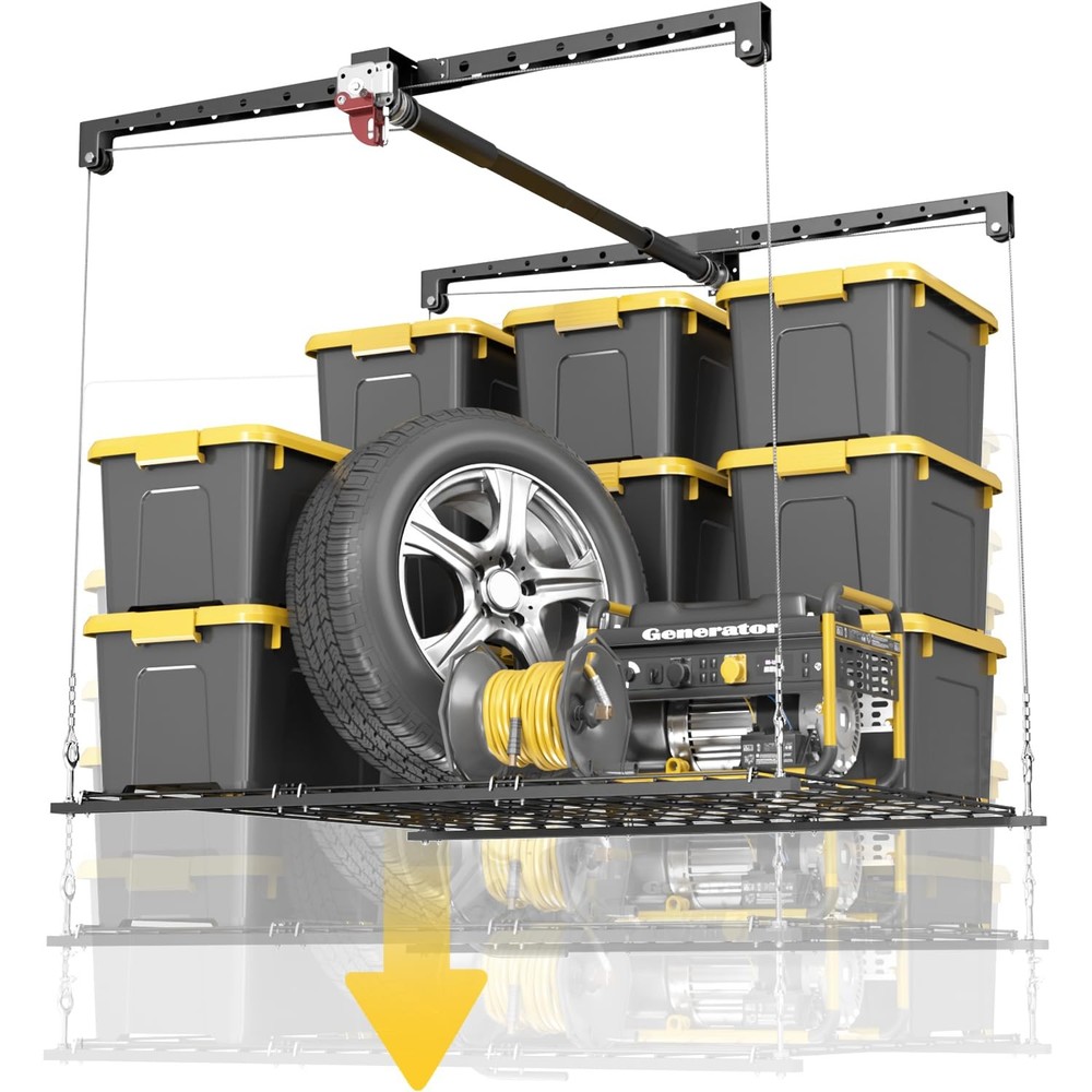 Ceiling Storage Rack 4x4 Ft Adjustable Heavy-Duty 250lbs Capacity
