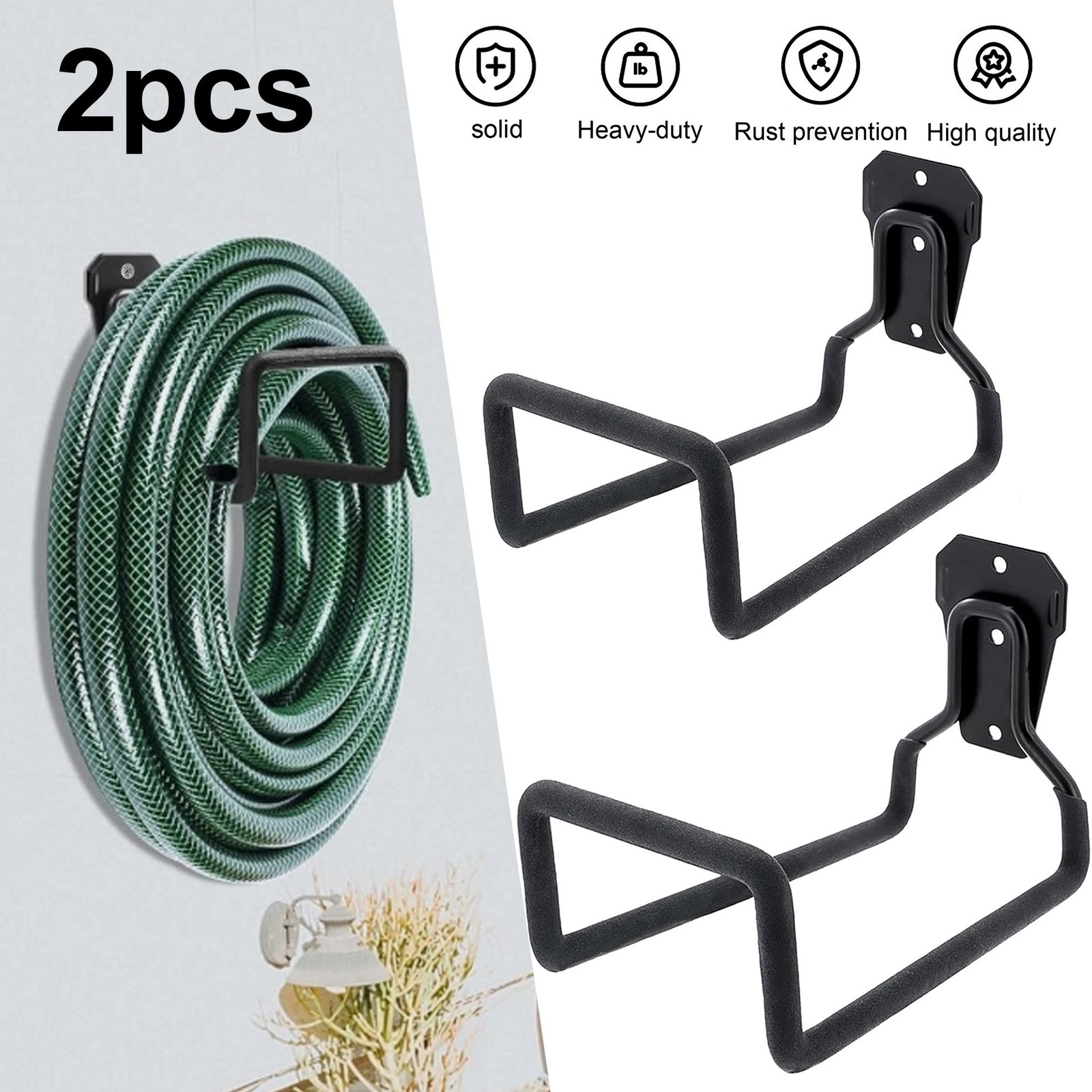 2PCS Garden Hose Pipe Holder - Heavy Duty Hanger Wall Mounted Water Hose Bracket