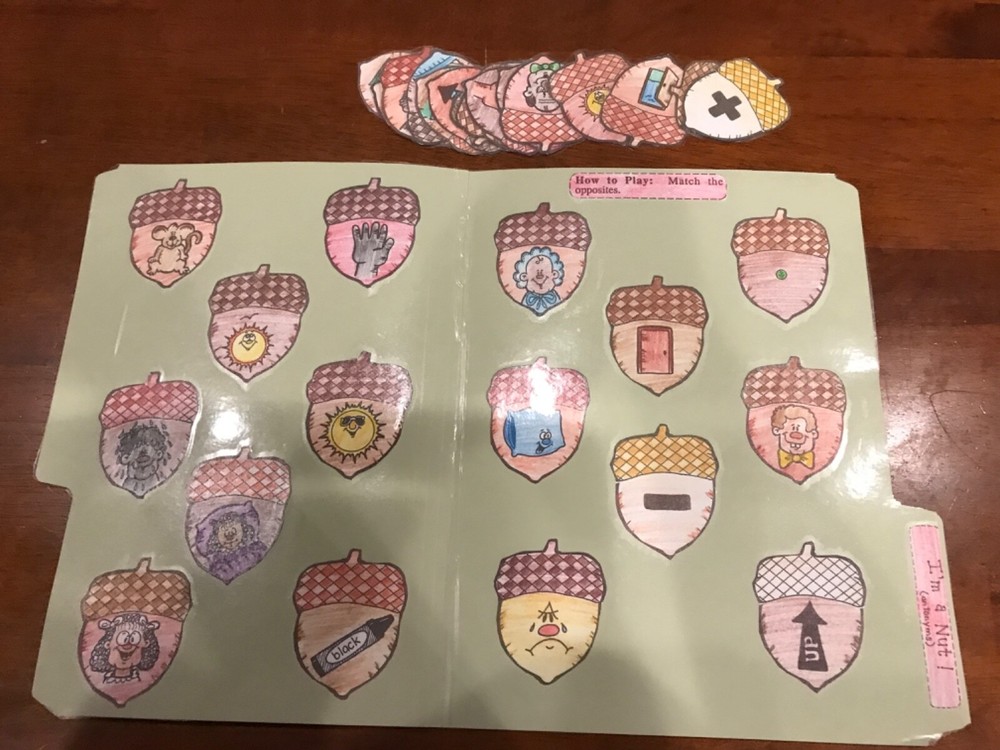 I’m a Nut! Antonyms 1st grade language arts file folder game
