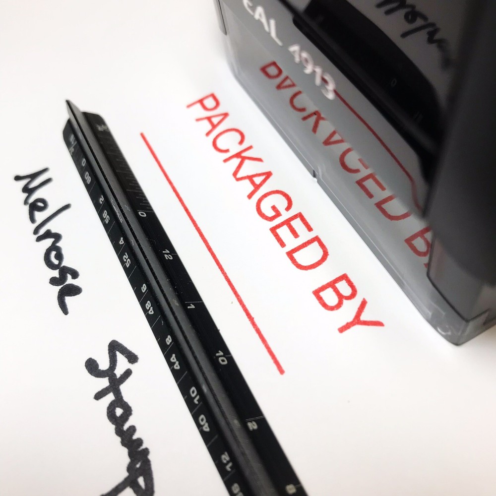 Packaged By With Line Rubber Stamp Red Ink Self Inking Ideal 4913