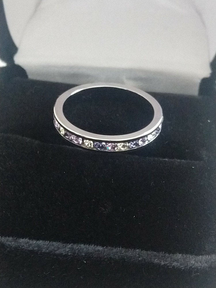 Swarovski Crystal Birthstone Stackable Ring in Sterling Silver. Size 6