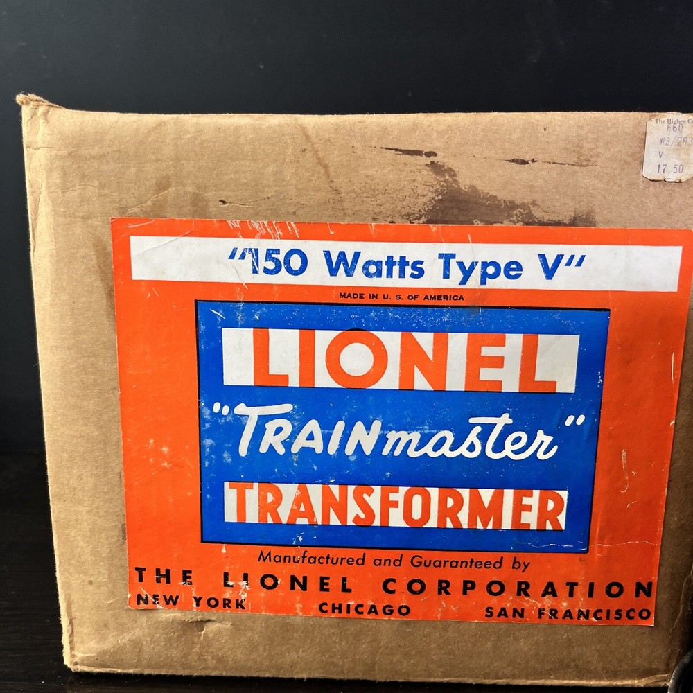 Lionel 150 Watt Type V Trainmaster Transformer In Original Box Untested