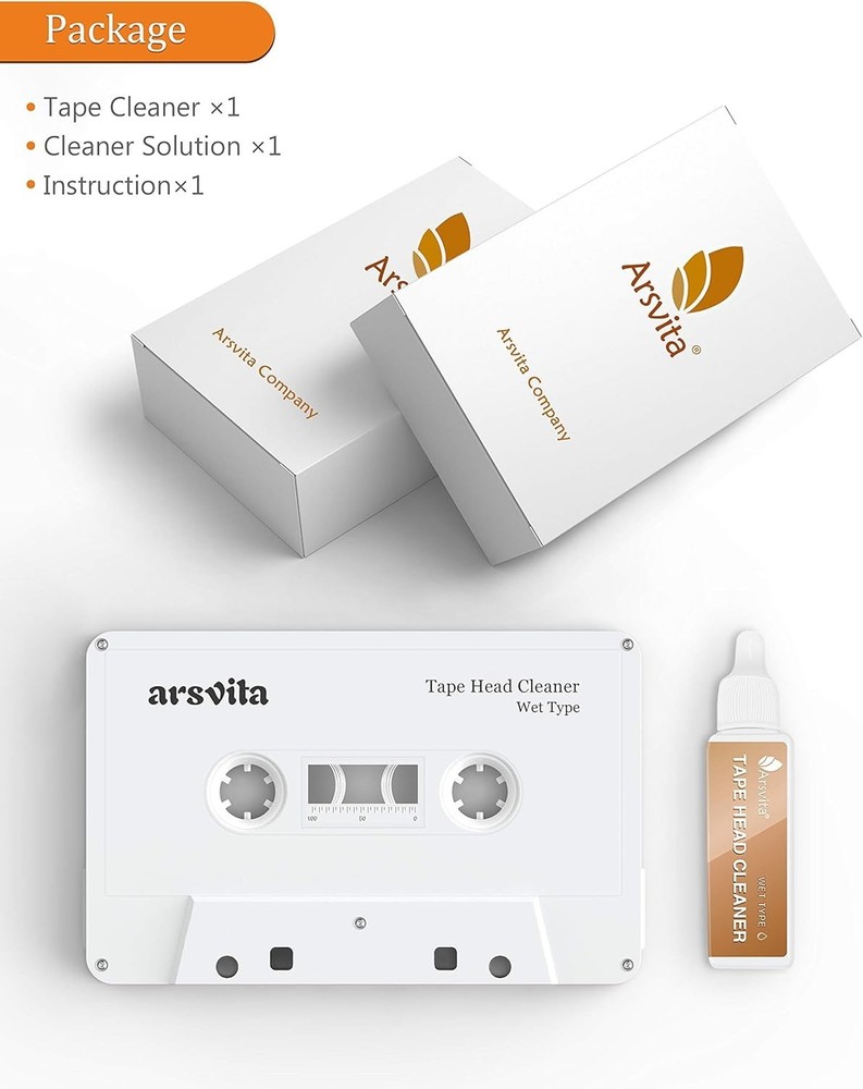 Audio Cassette Head Cleaner with Solution - Easy Operation, Great Sound