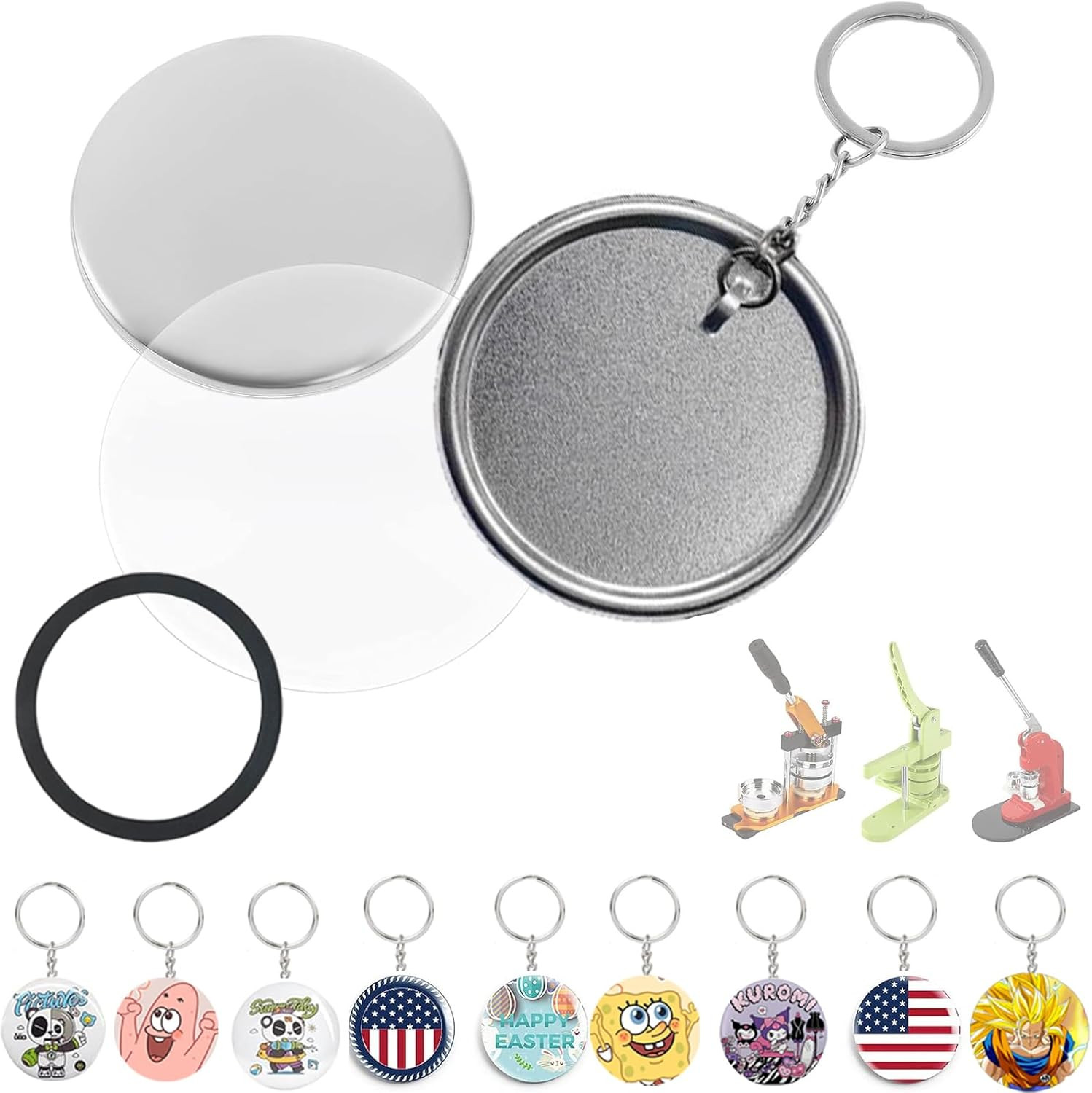 200 PCS 58Mm/2.25 Inch Button Maker Keychains Supplies, Metal Badge Sets with Me