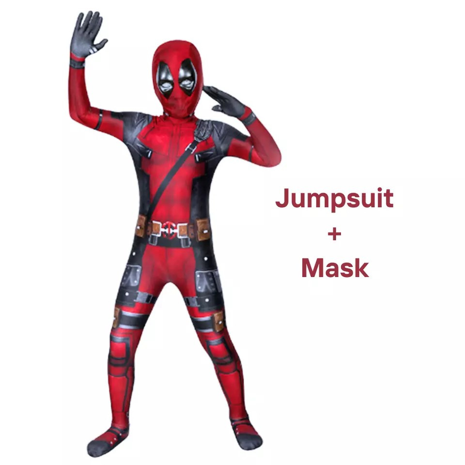 Deadpool Kids Cosplay Costume Superhero Jumpsuit