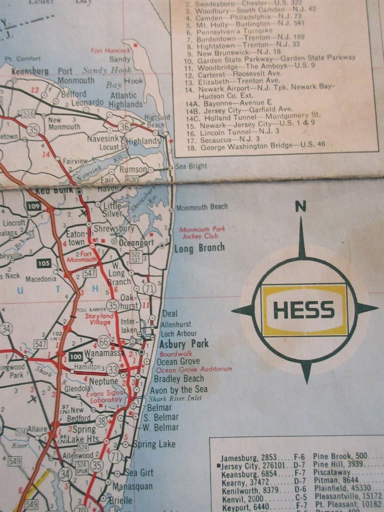1960's Hess Road Map - New Jersey