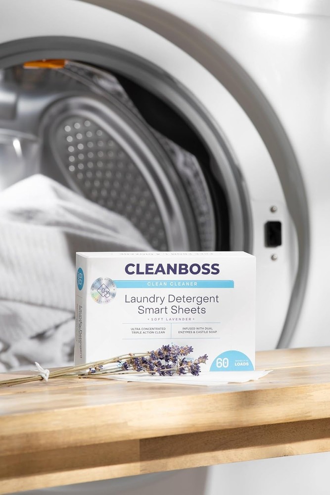 CleanBoss Laundry Detergent Smart Sheets 60 Loads Lavender 30 sheets