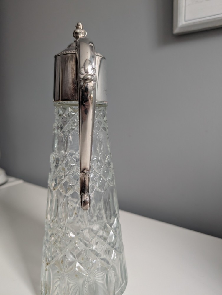 Antique Silverplate Hinged Lid Claret Jug