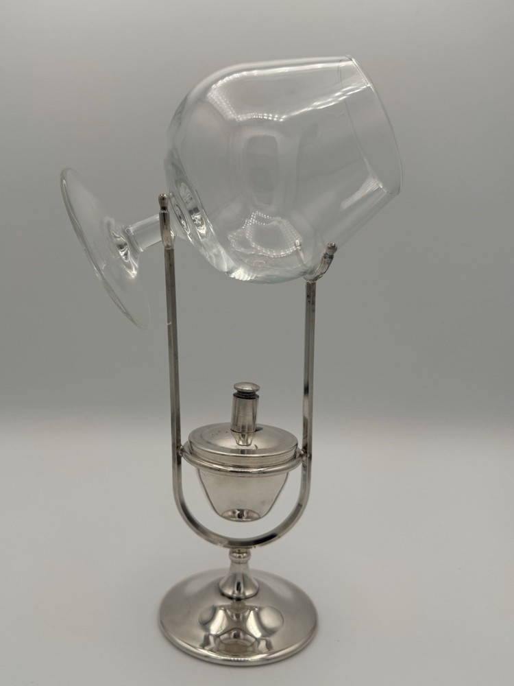 Vintage PAM Italy Silverplate Brandy Snifter Warmer With Glass