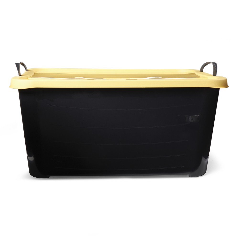 Life Story 55 Quart Plastic Stackable Storage Unit Bin, Black & Yellow (6 Pack)