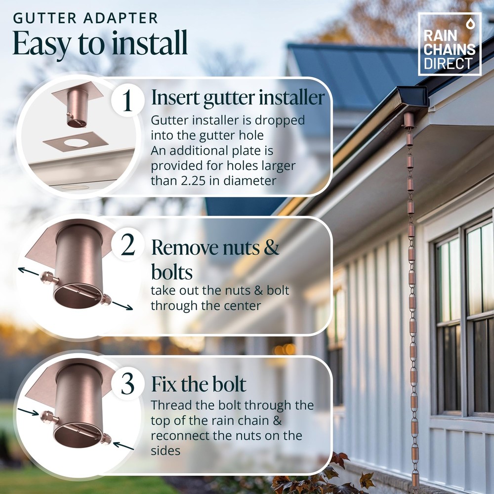 Rain Chain Gutter Adapter/installer In Pure Copper