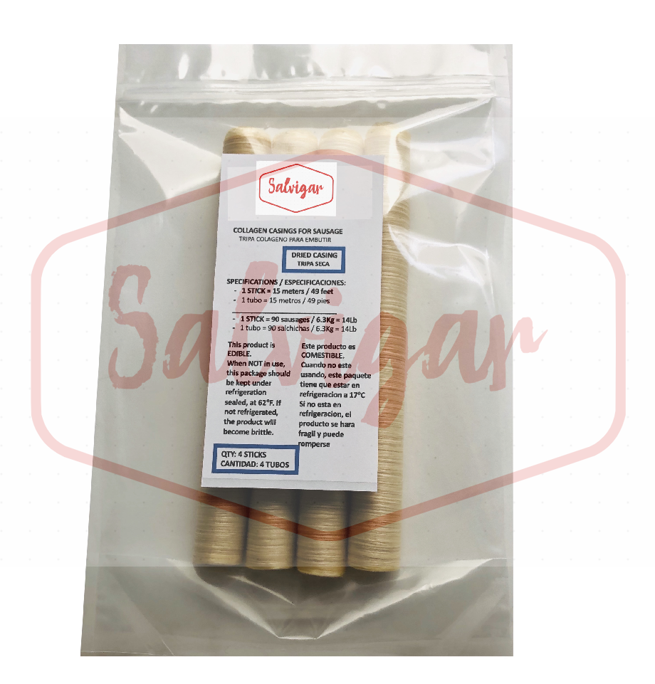 Collagen Casings Dry 26mm / 50ft for stuffing 64 Lb 360 sausages 4 sticks