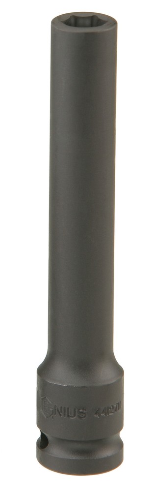 Genius Tools 1/2" Dr. 11/16" Extra-Deep Impact Socket (CR-Mo) - 4612722