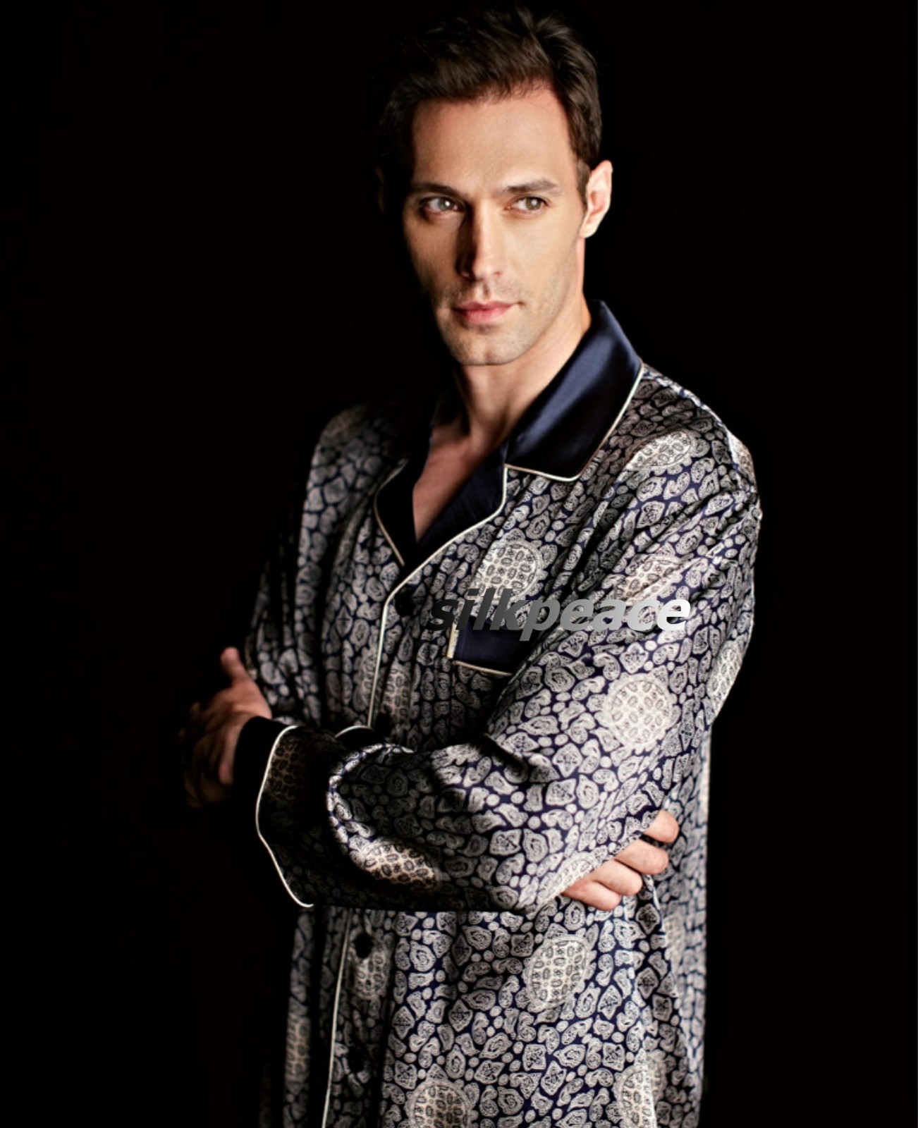 Silkpeace  FREE SHIP USA  Mens Satin Silk Pajamas Set Shirt Lounge Pants POCKET