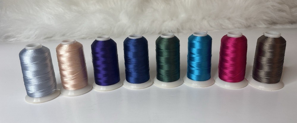 8 Assorted Rayon Embroidery Machine Thread Spools Bright Colors