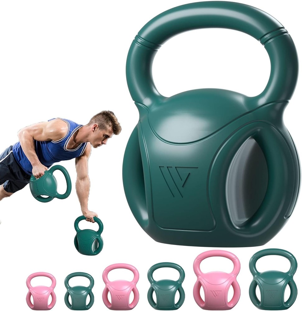 Durable 10 LB Three Handle Kettlebell for Strength Training & Core Workouts