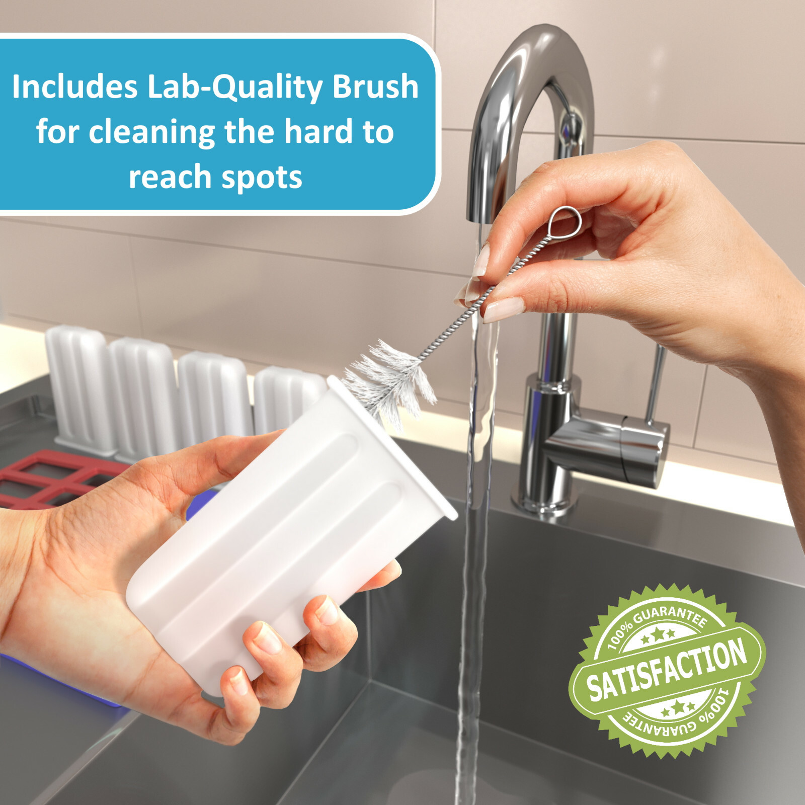 USA BPA FREE Frozen Popsicle Molds, Ice Cream Pop Maker Freezer Tray Fruit Kit