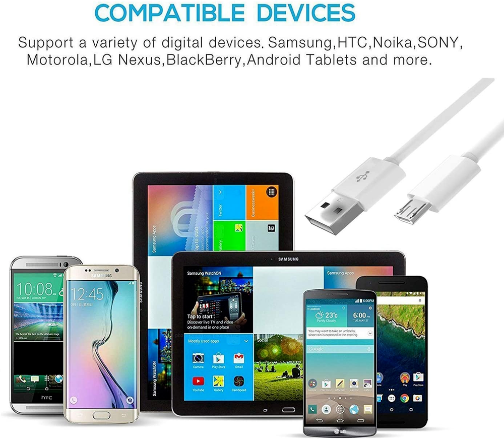 Wall charger + 3FT Micro USB Charging cable for Amazon Kindle Fire HD 7/8 Tablet