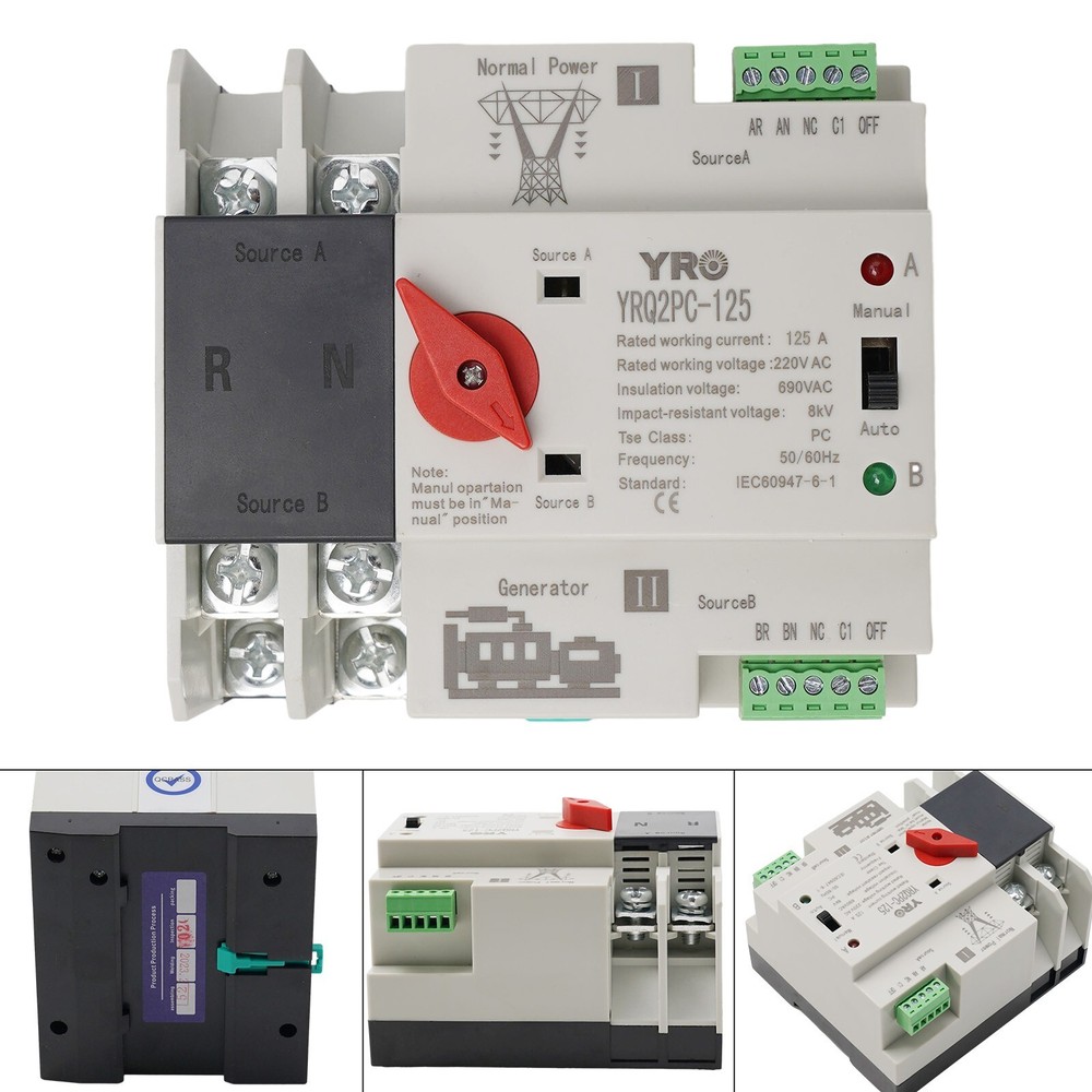 2P 125A Dual Power Automatic Transfer Switch Fit Generator Changeover Switch