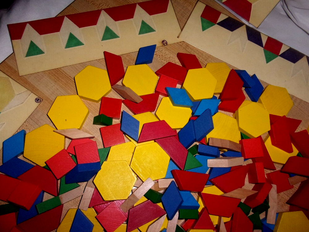 Thick Wood Math Manipulatives Geometric Learning & Design Cards