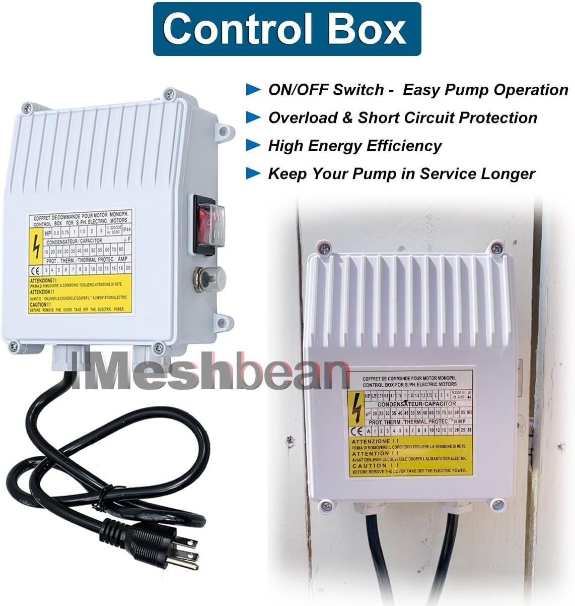 4''Deep Well Submersible Pump 1HP 207' 37GPM 110V Stainless Steel w/ Control Box