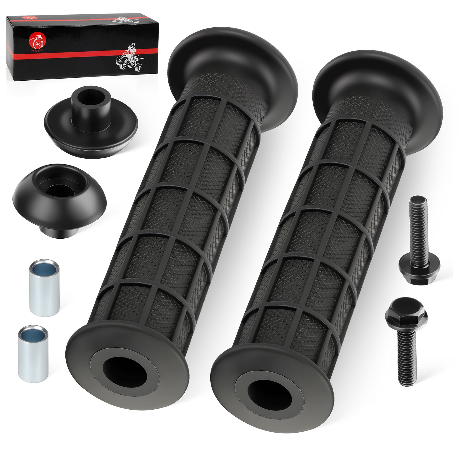 2 Handle Grip & Handle Bar End Guard w/ Screw for Honda FourTrax 125 250 300 350