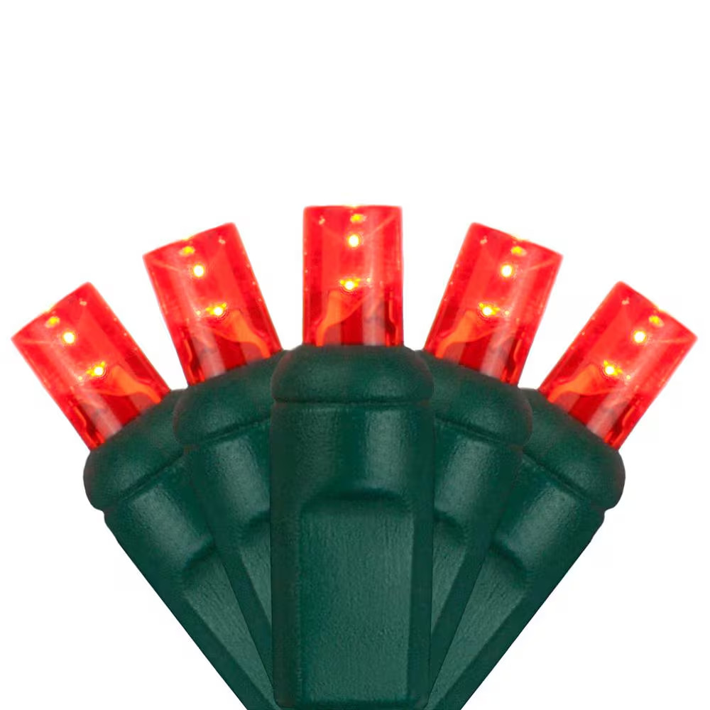 24.5 Ft. 50-Count LED Red Wide Angle Christmas Mini Light Set