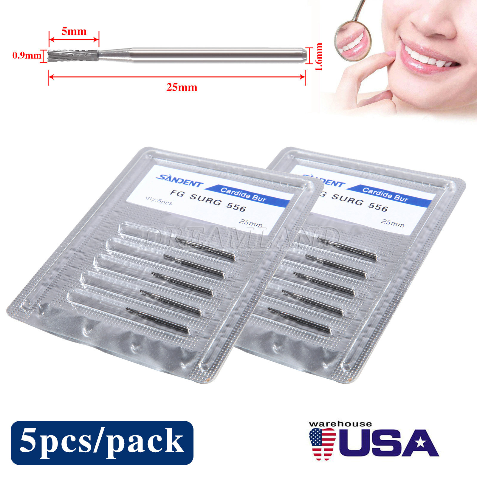 Dental Surgical Bur Long 557L 558 556 Carbide Burr 25mm High Speed