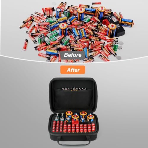 Battery Organizer, Battery Organizer Storage Case with Tester Black-Small-60