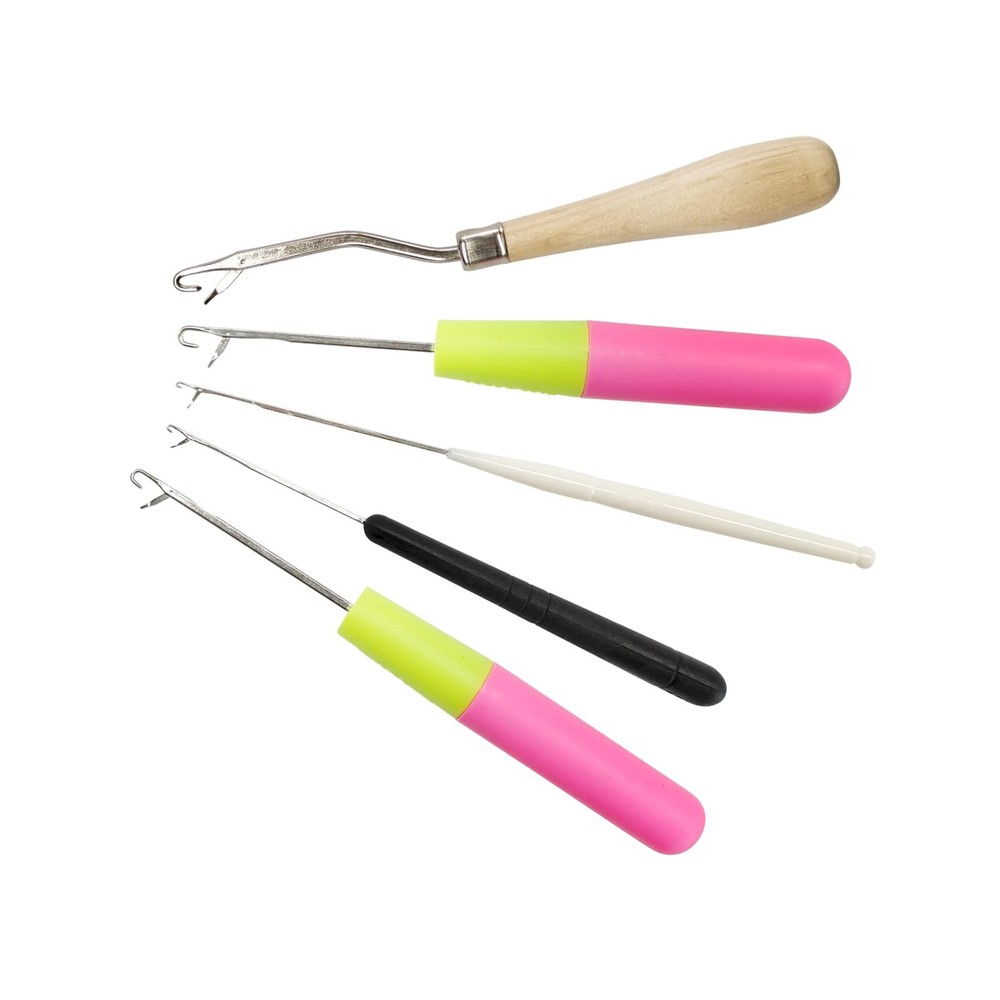 Crochet Hooks 5Pcs, Latch Hook Kit For Hair Extensions, Silver